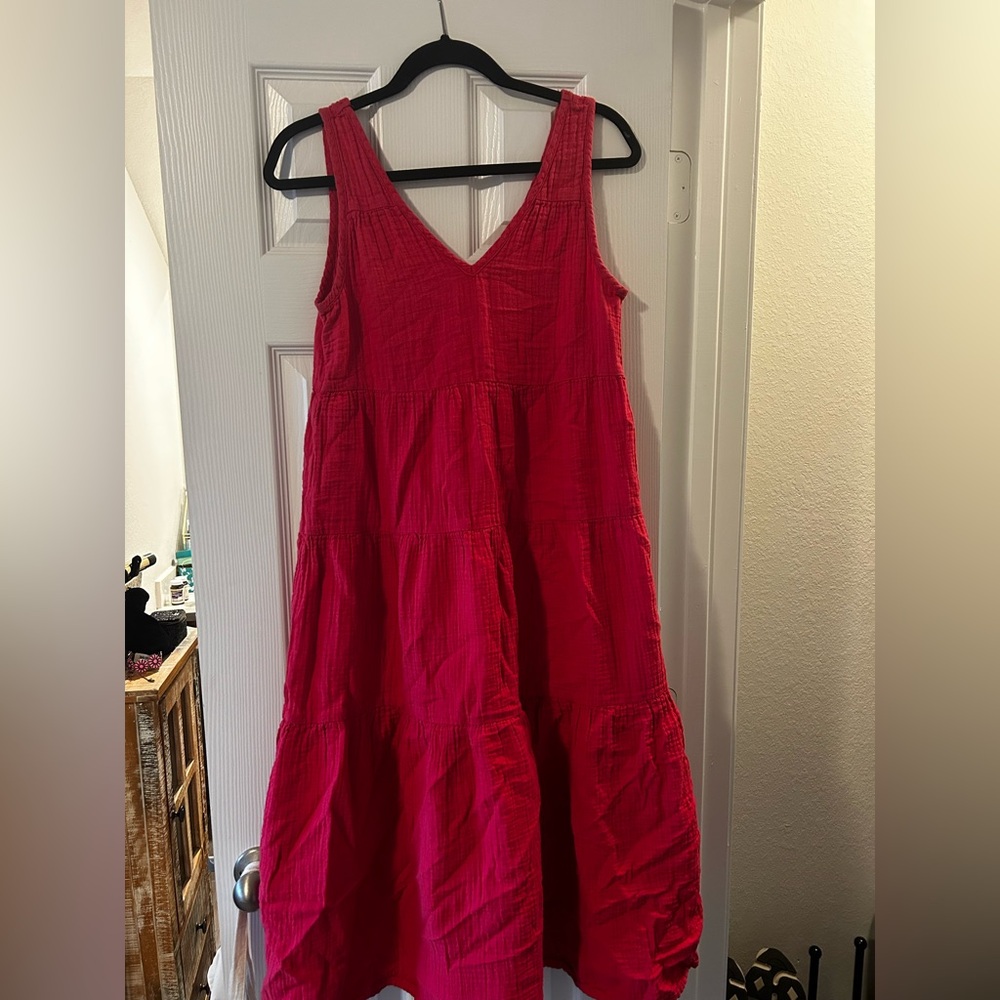 Quince Hot Pink Cotton Gauze Dress